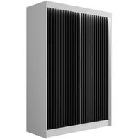KLEIDERSCHRANK mit LED, Lamel-Schiebetüren VILANv2 - 120 cm Weiß + Lamelle schwarz - Schwarz/Weiß, Holzwerkstoff (120/215/61cm) - ALTDECOR