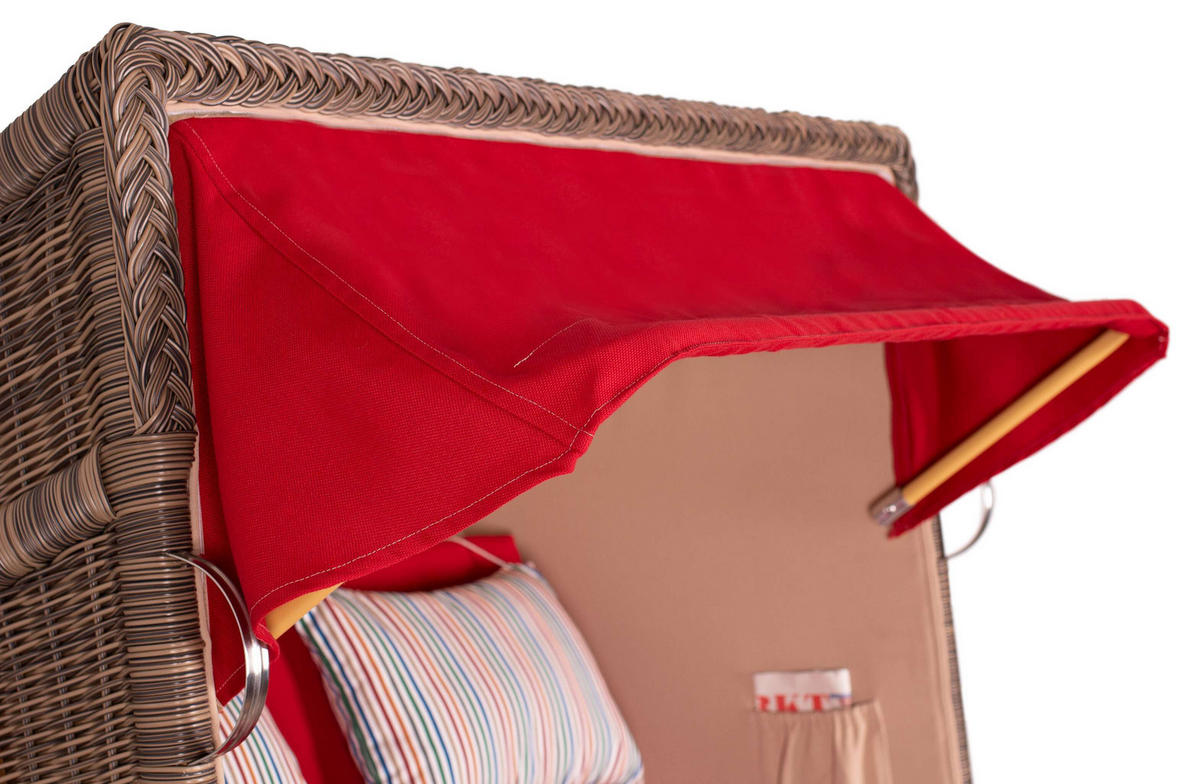 STRANDKORB SEEBLICK 2 Sitzer Teak - Rot/Braun, Metall (125/170/80cm) - Mr. Deko