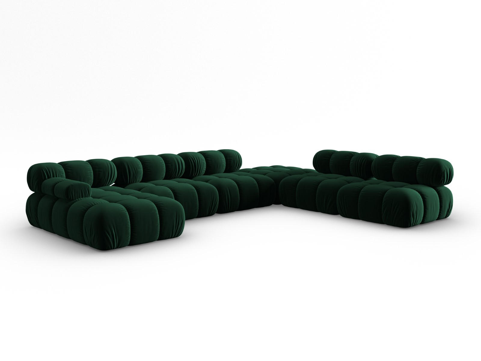 MODULARES-PANORAMASOFA rechts Bellis aus Samt flaschengrün 7 Sitzplätze - Grün, Textil (282/63/379cm) - Micadoni