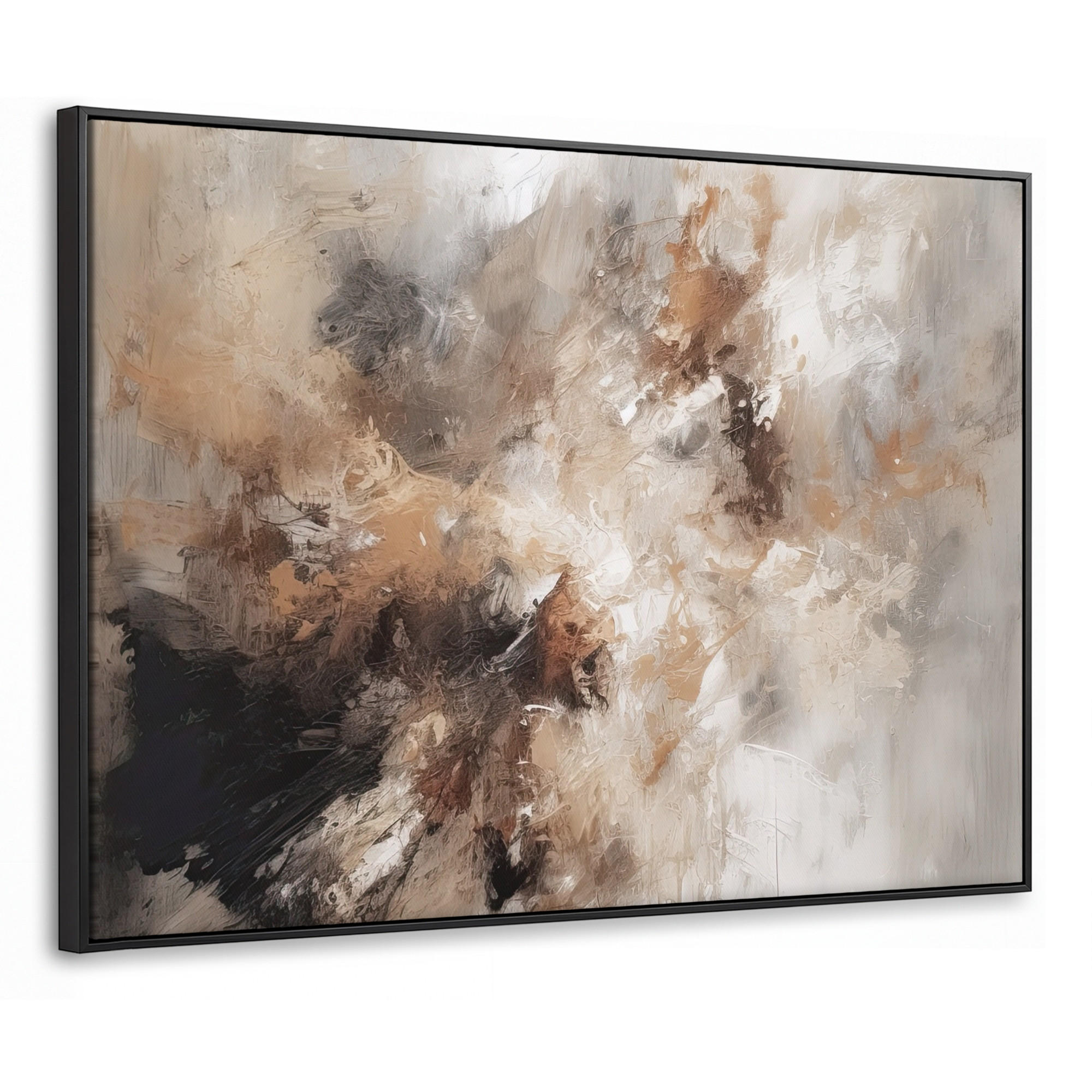 LEINWAND Bilder mit Rahmen - Farbe - Abstrakt - Beige - Kunst - 70x50 - Greige, Textil (70/50cm) - MuchoWow
