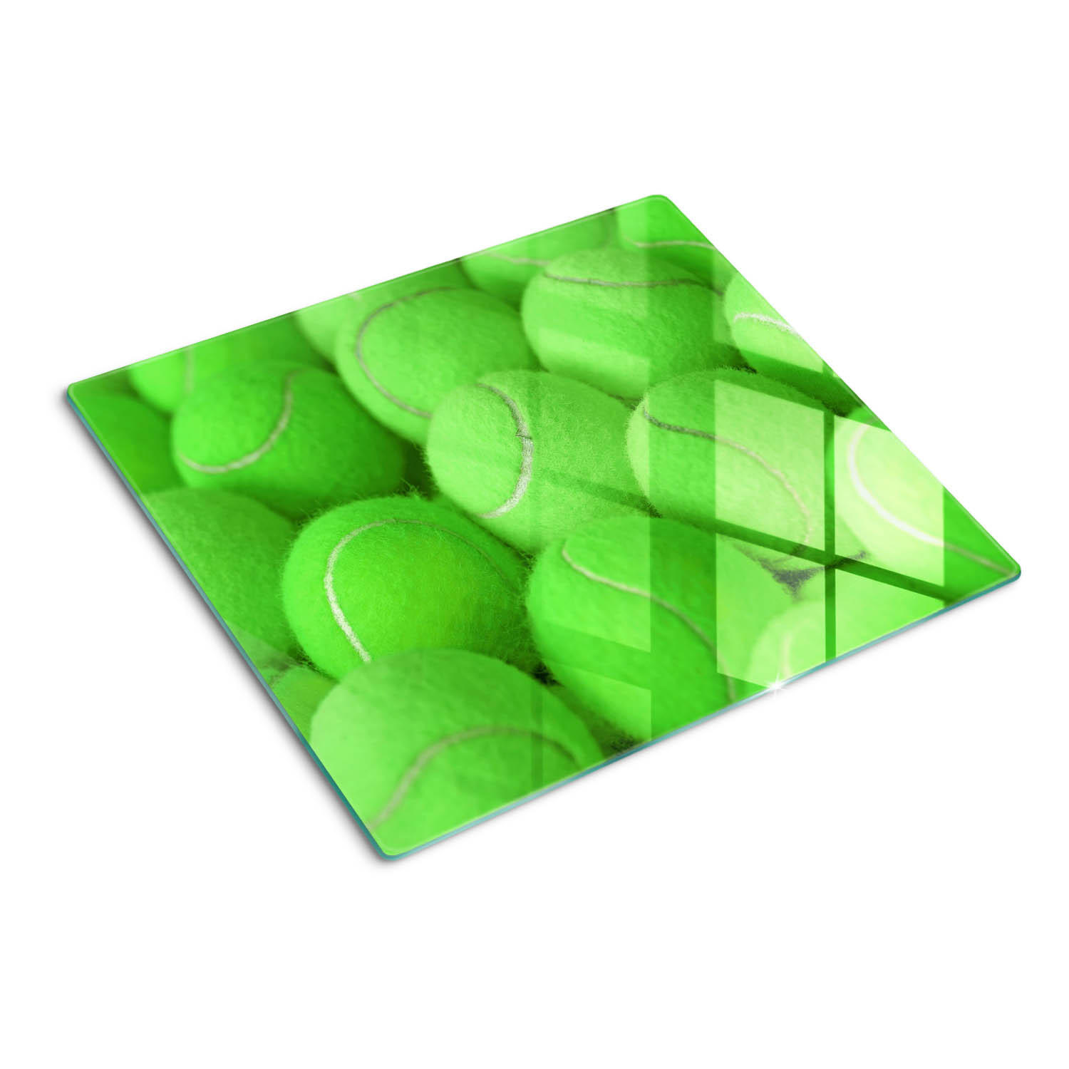 GLASPLATTE 60x52 cm Tennisbälle - Grün, Glas (60/0.4/52cm) - TULUP