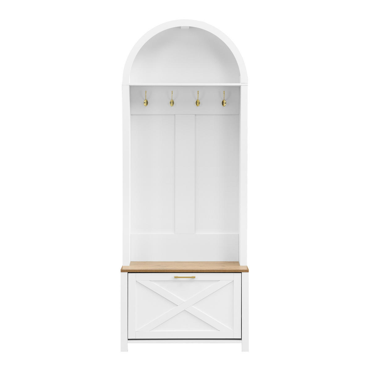 STANDGARDEROBE mit Schuhablage 75/35/195 cm in Weiß und Holzfarbe - Weiß, Holzwerkstoff (35/195/75cm) - BEAOK