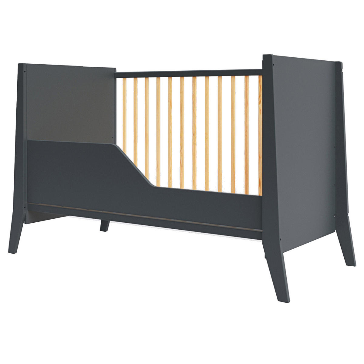 BABYBETT Zoe, Mitwachsendes, Anthrazit - Anthrazit, Holz (60/120cm) - Premiers Moments