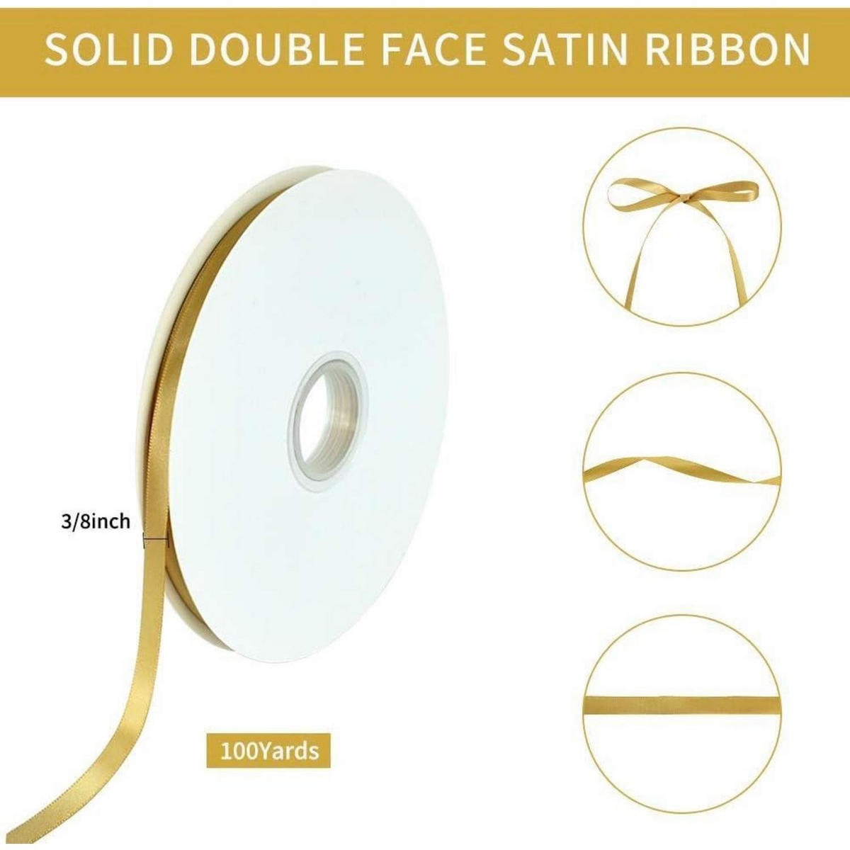 SATINBAND Gold 10 mm x 91 m - Goldfarben, Textil (1.7/0.1/9144cm)