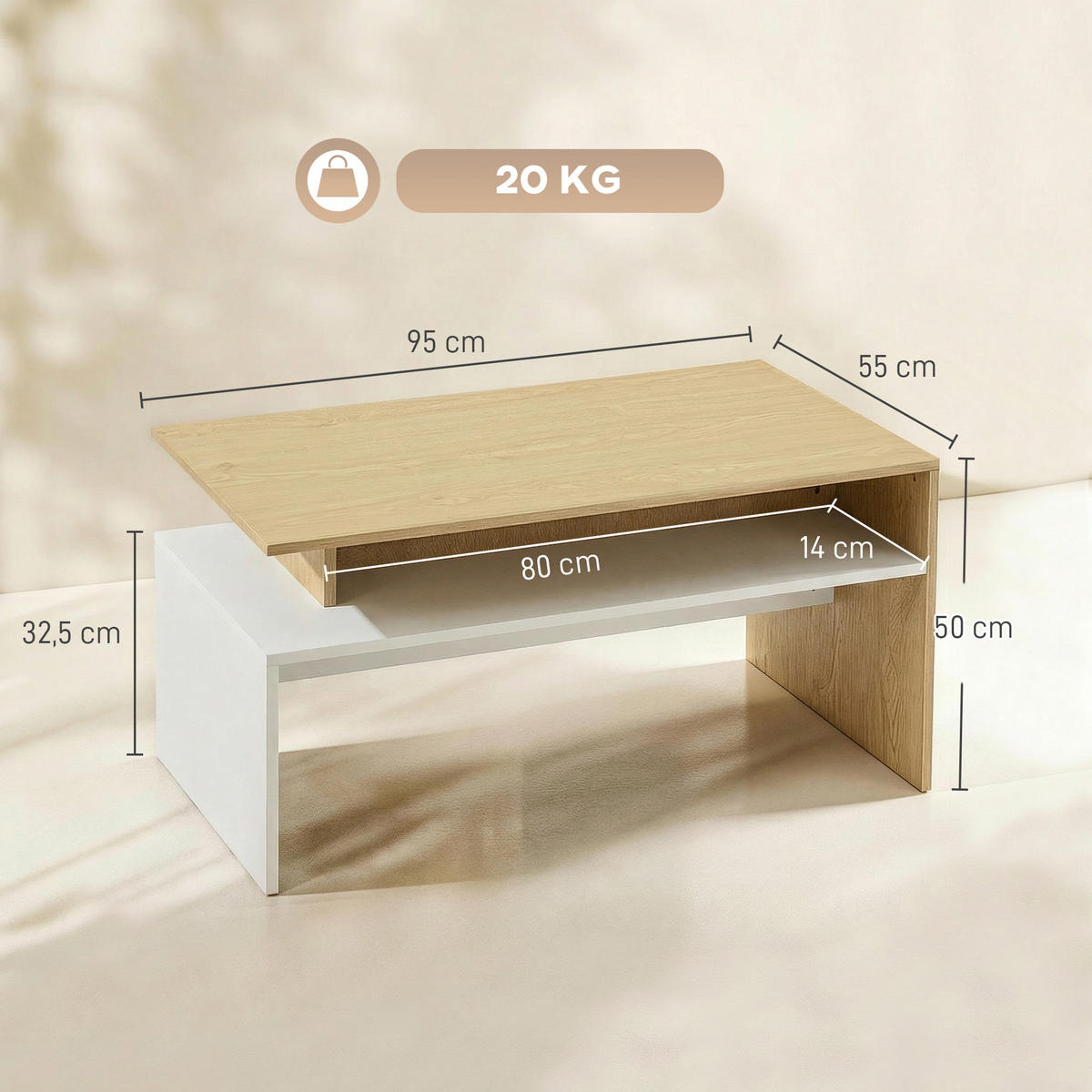 COUCHTISCH Weiß 12 Stück - Weiß, Kunststoff (95/55/50cm) - GiPP