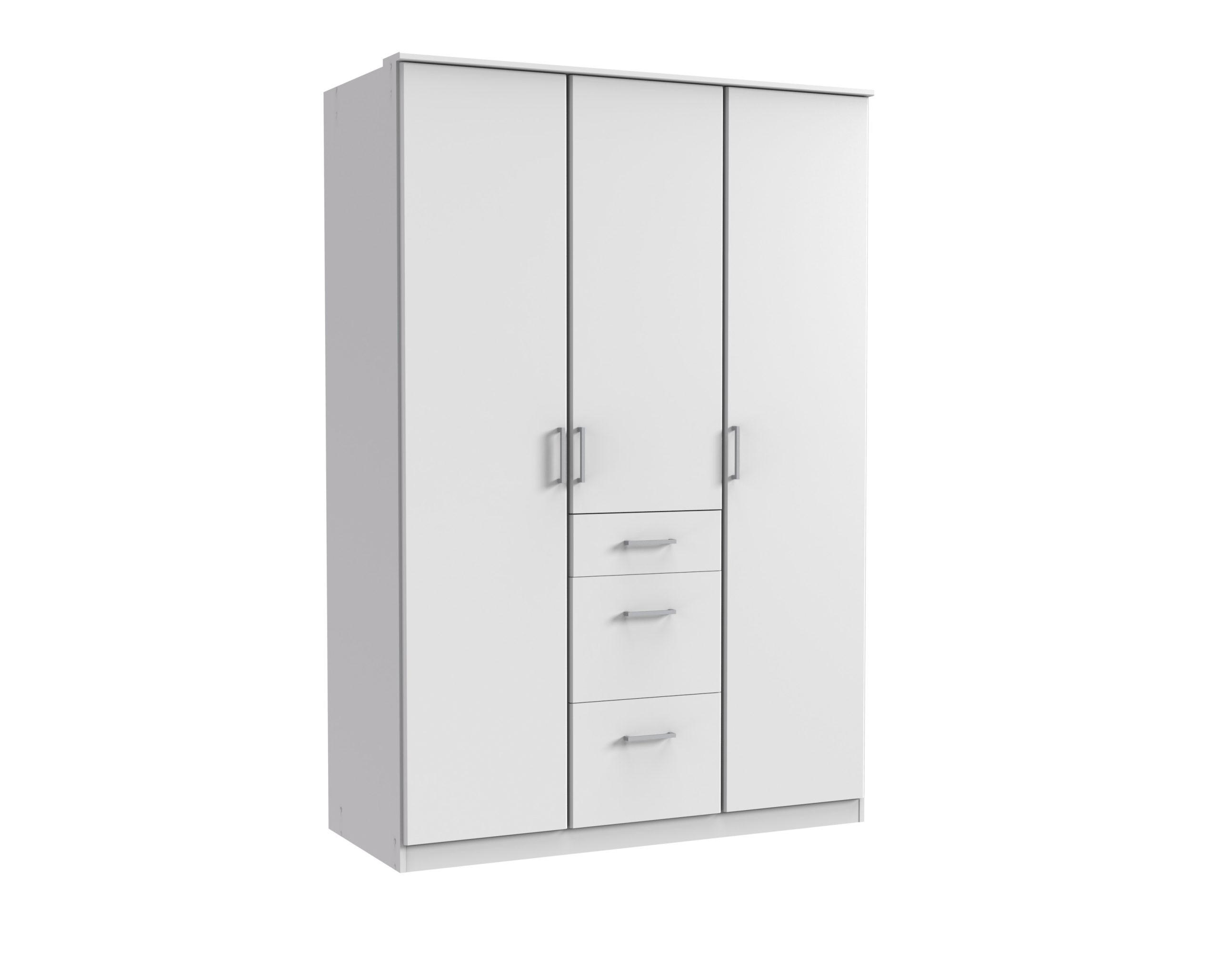 KLEIDERSCHRANK Click in Weiß - Drehtürenschrank 135 cm Breite ohne Spiegel - Weiß, Holzwerkstoff (135/199/58cm)