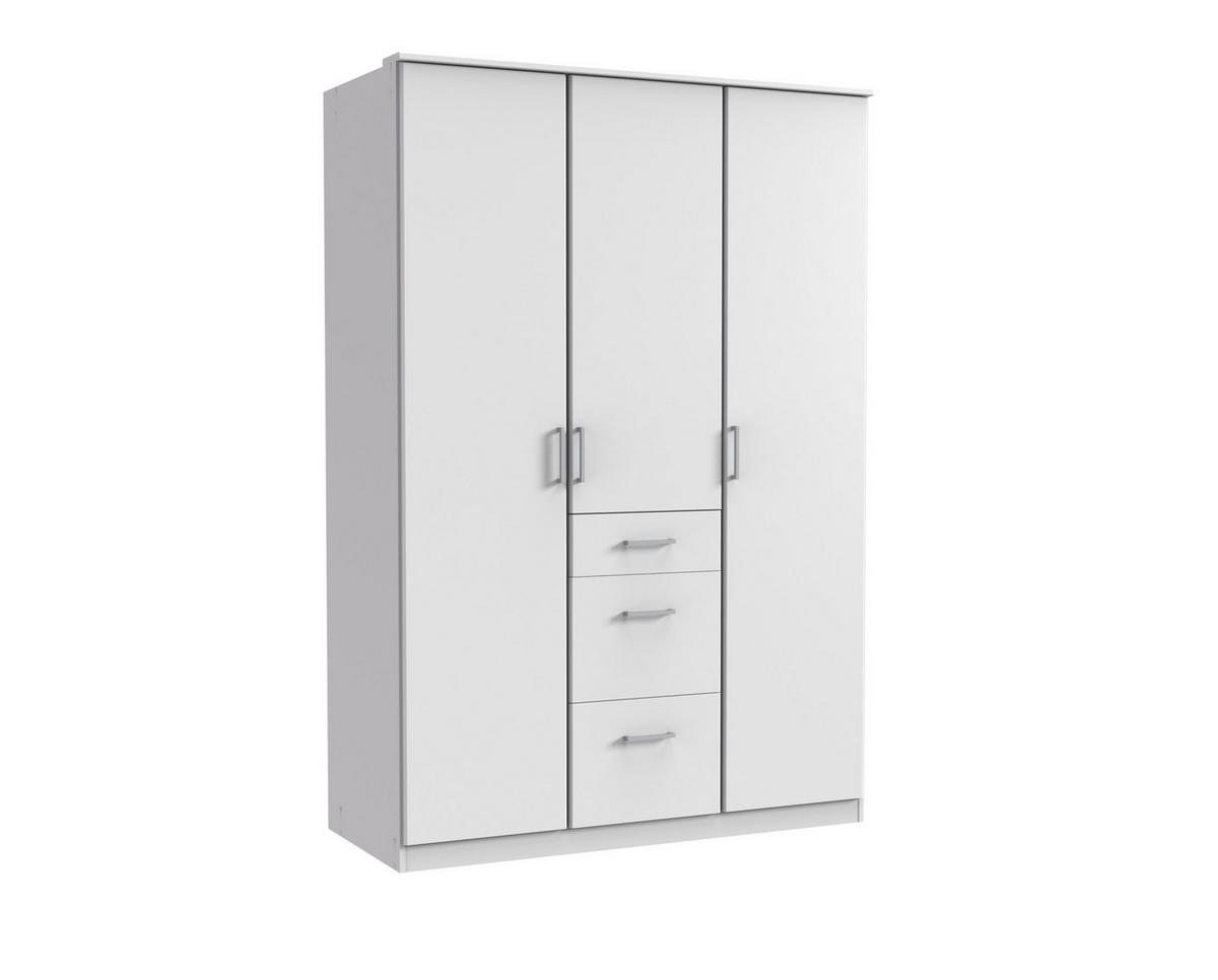 KLEIDERSCHRANK Click in Weiß - Drehtürenschrank 135 cm Breite ohne Spiegel - Weiß, Holzwerkstoff (135/199/58cm)