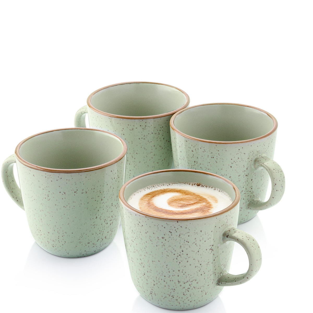 KAFFEEBECHER SET RIO MINZE- 4 teilig aus Steingut - Grün, Keramik (0.43L) - Sänger