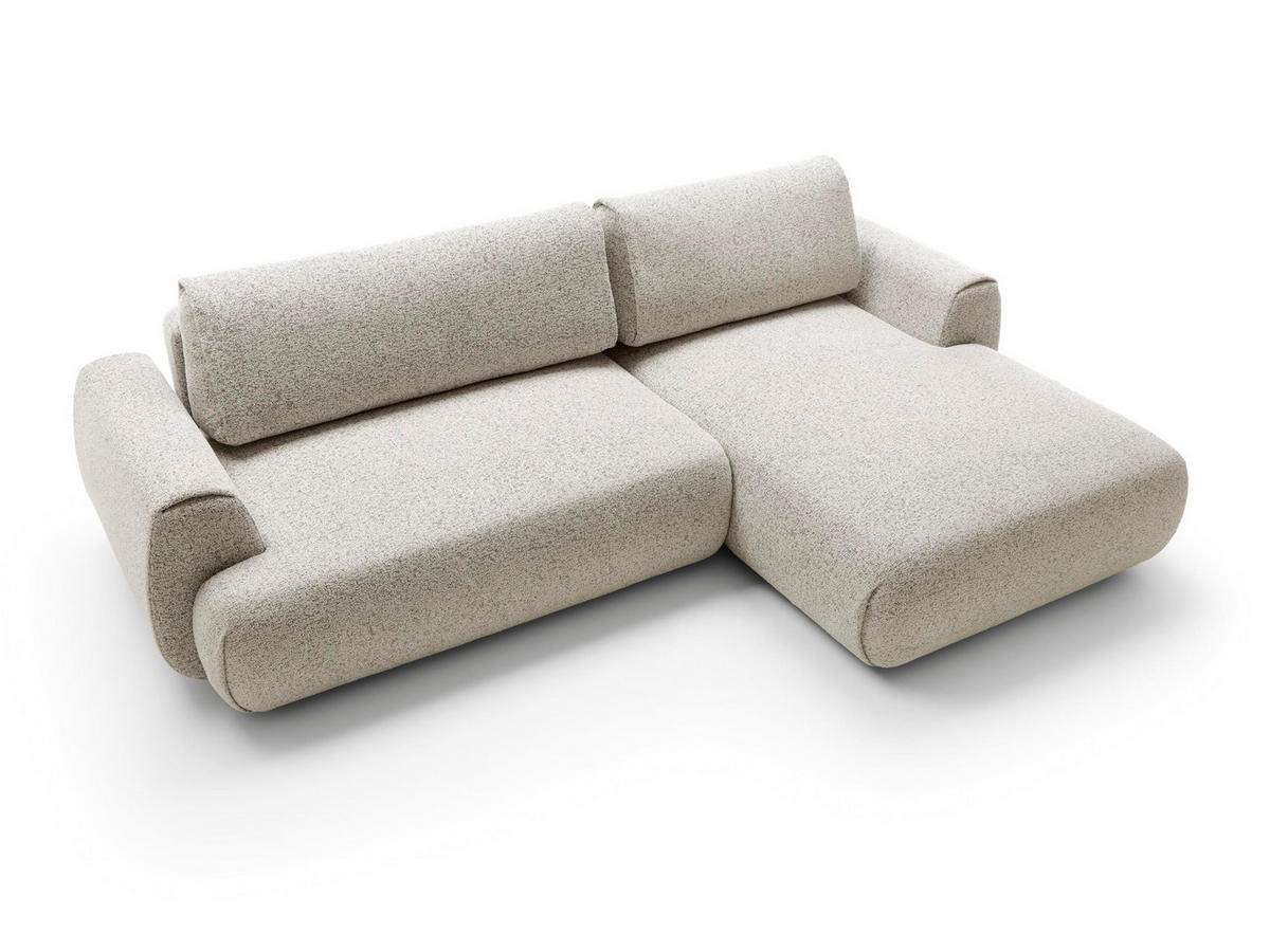 ECKSOFA Morena Hellbeige, mit Schlaffunktion, rechte seite - Beige, Holzwerkstoff/Textil (270/167cm) - Bettso