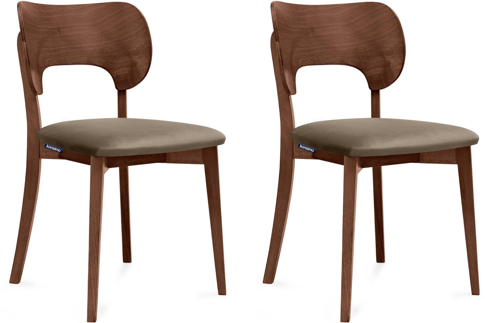 ESSZIMMERSTÜHLE LYCO (2er-Set), beige / Walnuss dunkel - Beige/Walnussfarben, Holz/Buchenholz (47/81/45cm) - KONSIMO®