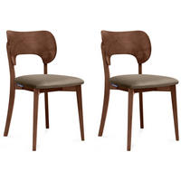 ESSZIMMERSTÜHLE LYCO (2er-Set), beige / Walnuss dunkel - Beige/Walnussfarben, Holz/Buchenholz (47/81/45cm) - KONSIMO®