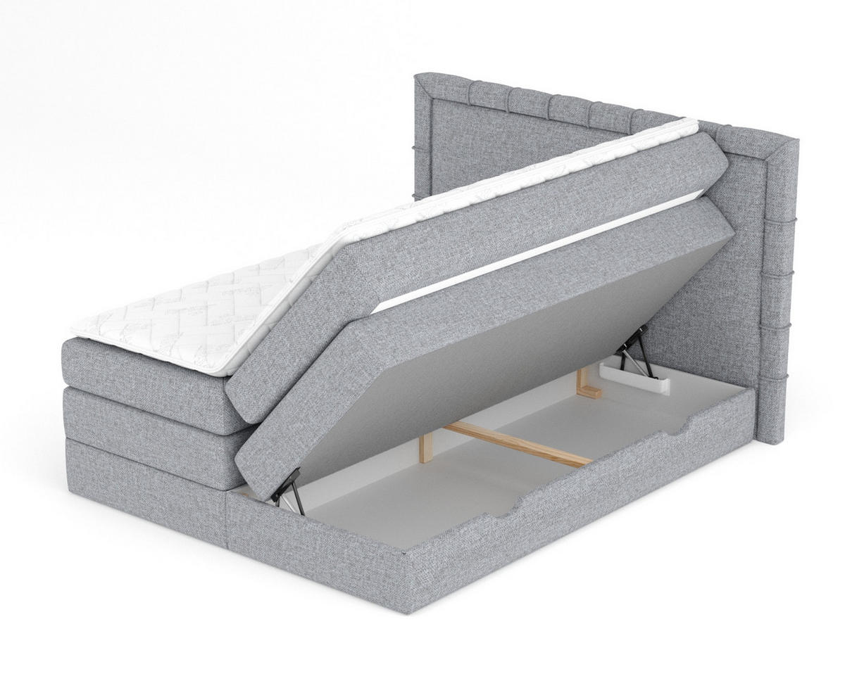 BOXSPRINGBETT Rosabel Grau 140/200 cm mit Matratze und Topper - Schwarz/Grau, Holz/Holzwerkstoff (140/200cm) - Maison de Reve