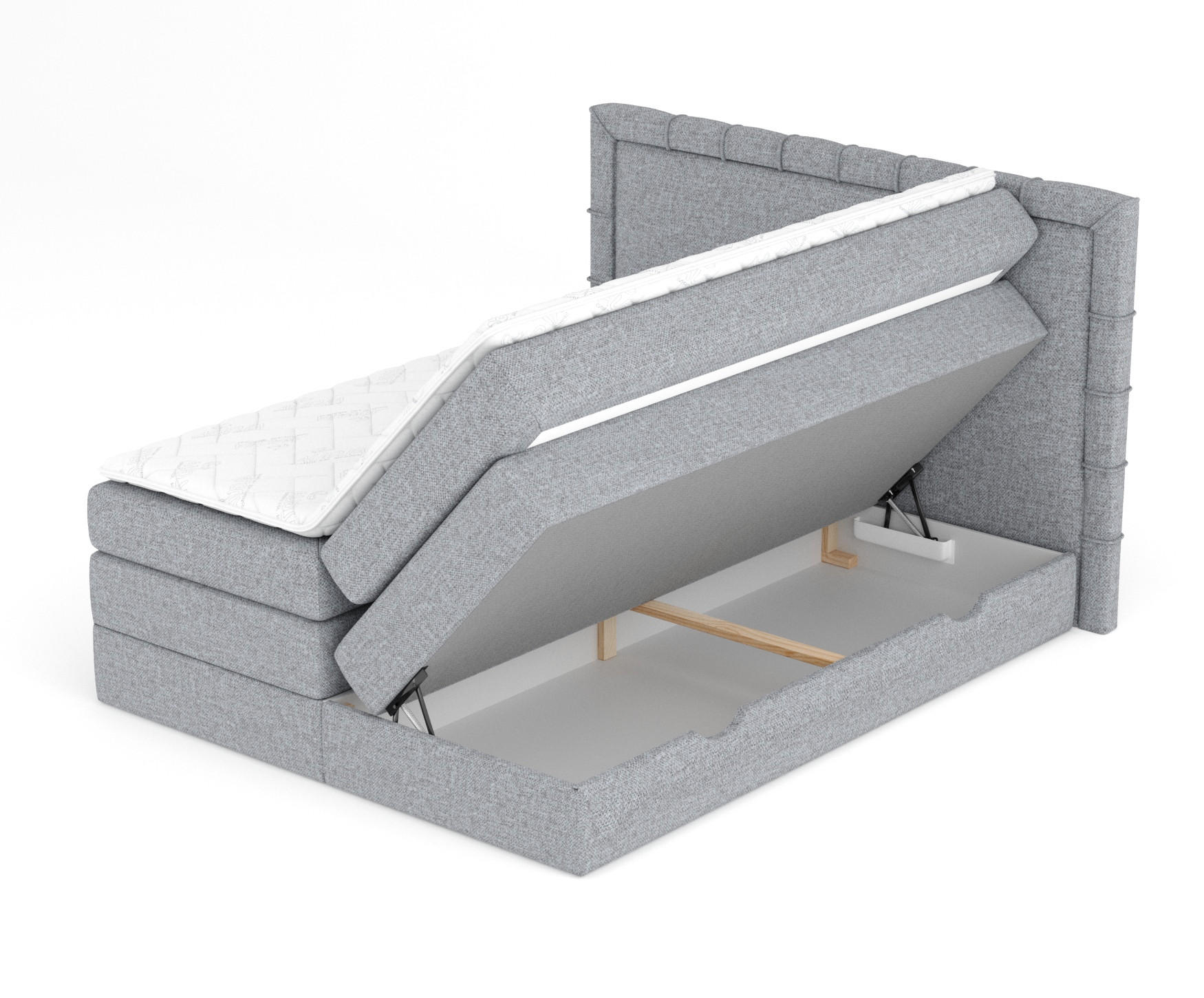 Thumbnail - Maison de Reve Boxspringbett, Grau, Textil, Buche, Kiefer, H3, Höhe ca. 37 cm, 180x200 cm, Oeko-Tex® Standard 100, Reach...