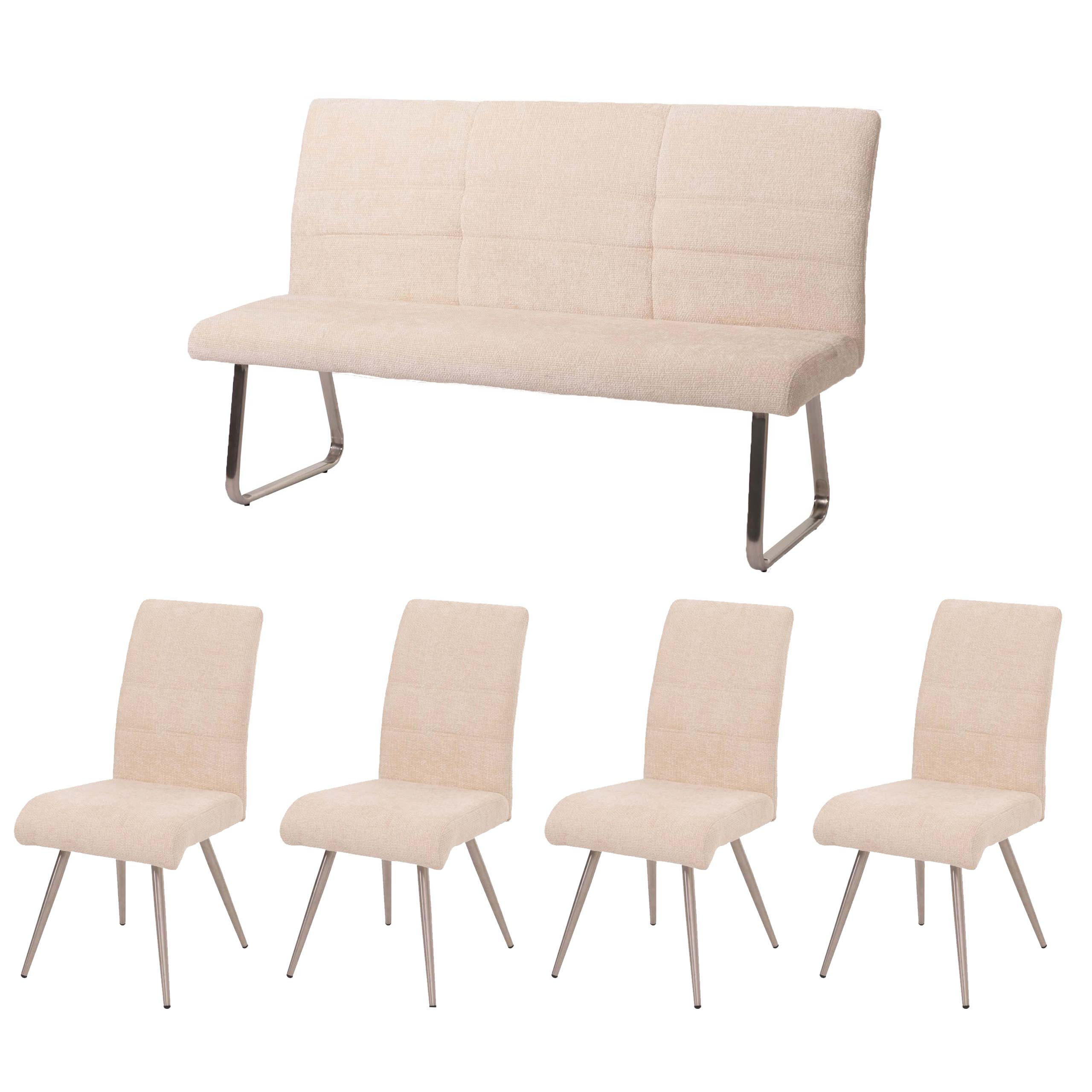 ESSZIMMER-SET Beige 5er-Set - Beige, Textil (160/100/65cm) - MCW