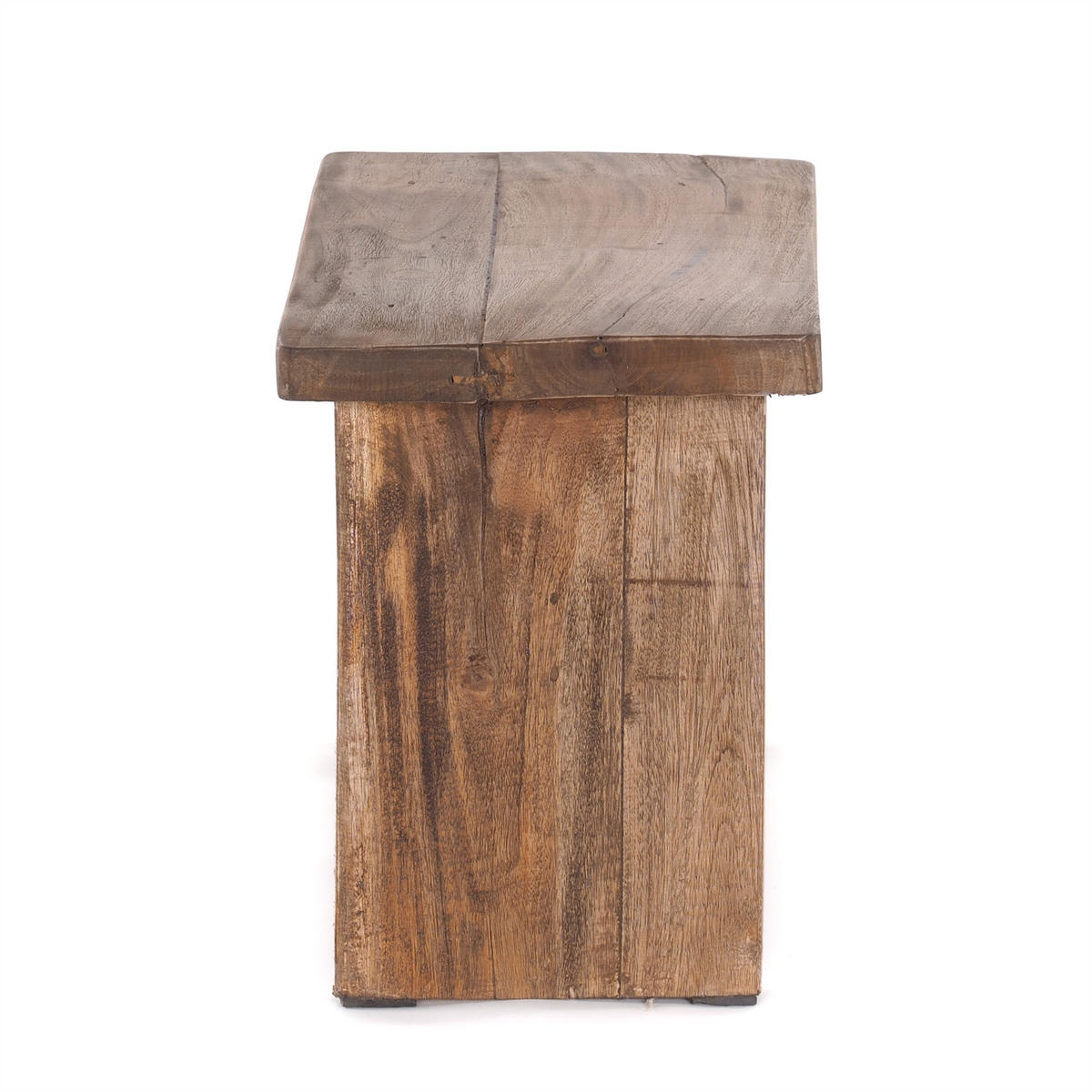 HOCKER SCHEMEL 40 Mahagoni Massivholz 01 natur-vintage - Naturfarben, Holz (40/31/25cm) - DESIGN DELIGHTS