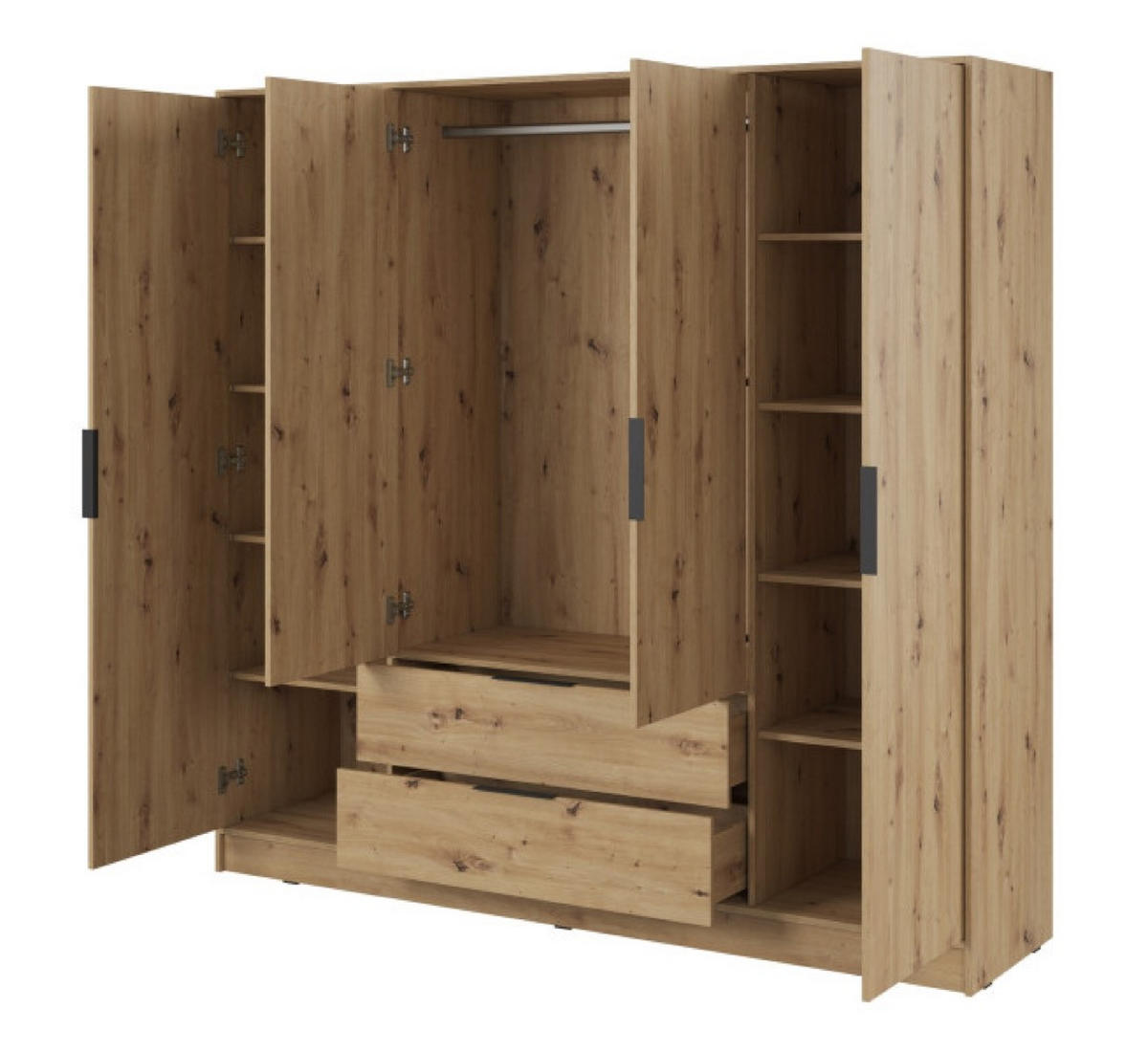 SCHRANK Artisan Eiche Eiche ELLY 4D Mit Regalen Und Schubladen - Multicolor, Holzwerkstoff (206/200/51cm) - Sepro Meble