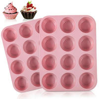 MUFFIN Backform 2-teiliges Set Silikon Rosa - Rosa, Kunststoff (22/2.8/29.5cm)
