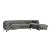 ECKSOFA Chesterfield Laura Grau Samt - Silberfarben/Grau, Holz/Textil (305/200cm) - S-Style Möbel