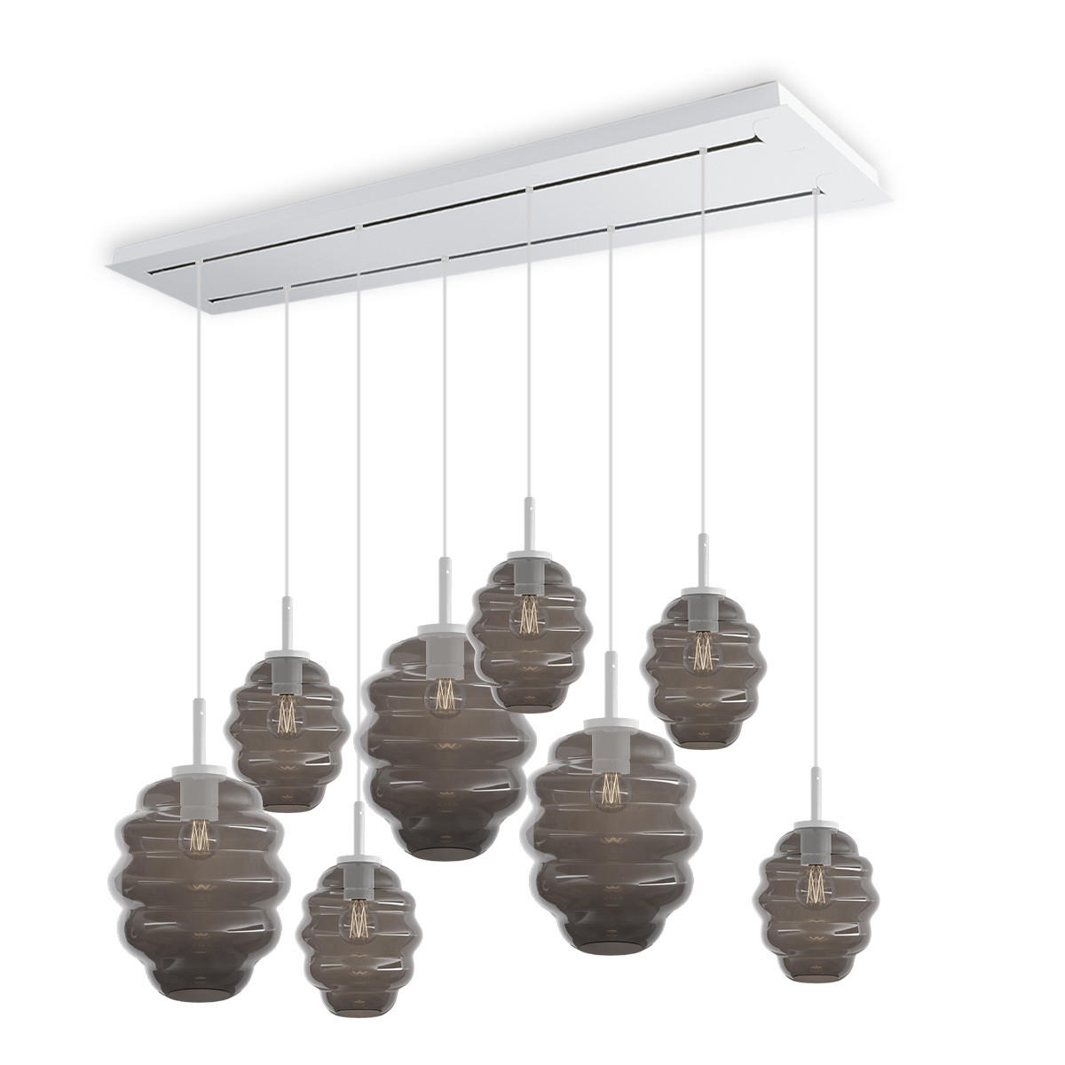 HÄNGELEUCHTE Echos 8-flammig Rauch Ø 18/25cm - Anthrazit/Weiß, Glas (18/18/20cm) - s.luce
