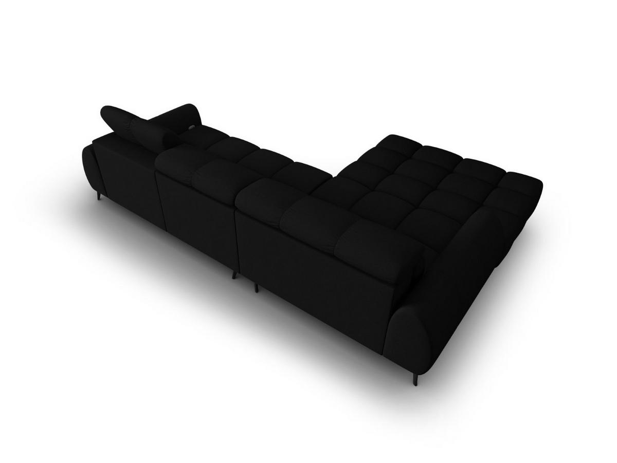ELEKTRISCHES-ECKSOFA links Alyse aus strukturiertem Stoff schwarz 5 Sitzplätze - Schwarz, Textil (188/295cm) - Micadoni
