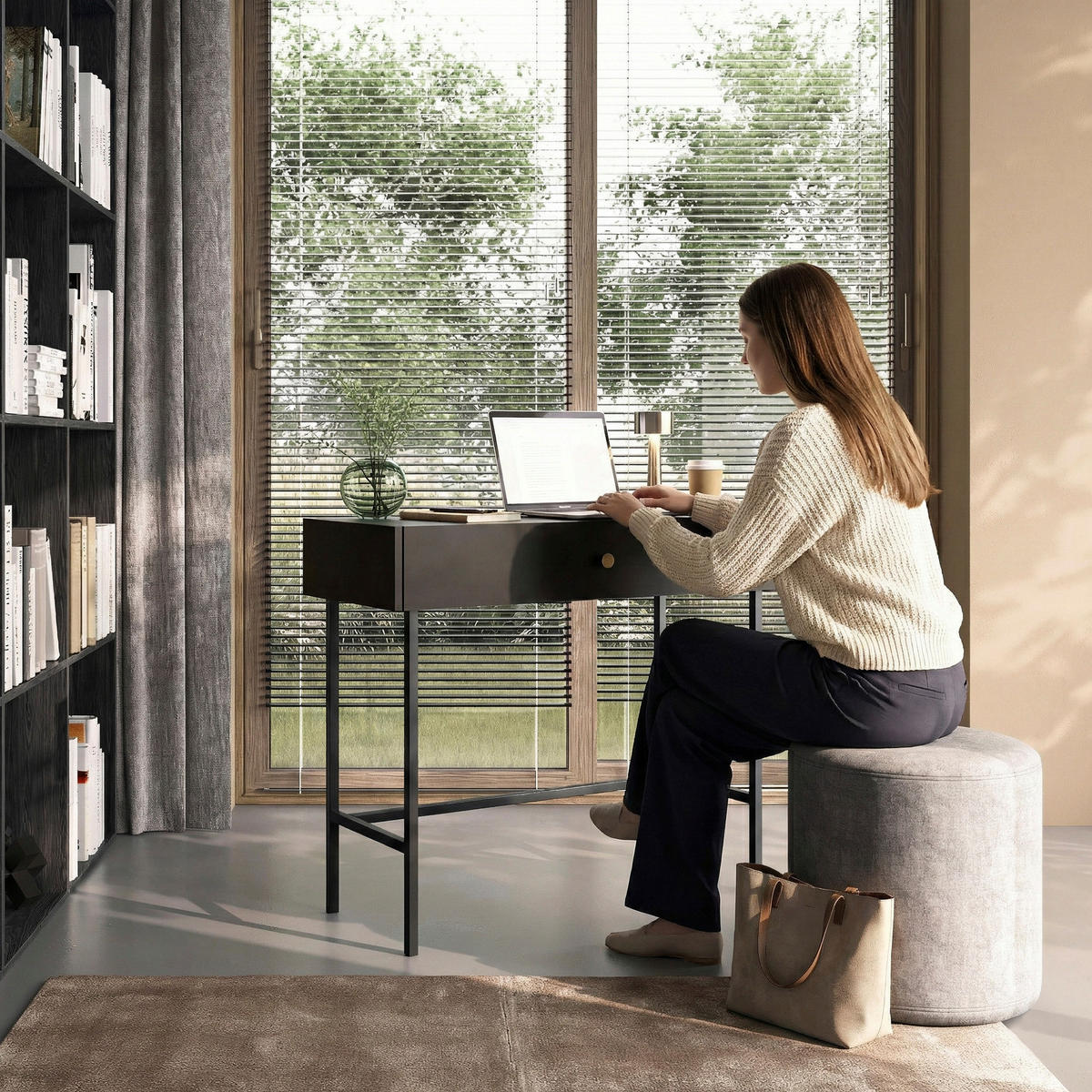 KONSOLENTISCH Dalia mit 1 Schublade und Metallbeinen, Schwarz - Schwarz, Holzwerkstoff/Metall (39/93/79cm) - Beautysofa