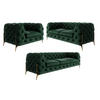 SITZGARNITUR 3+2+1 Chesterfield Lexi Flasche Grün Samt - Smaragdgrün/Goldfarben, Holz/Textil (243/75/100cm) - S-Style Möbel