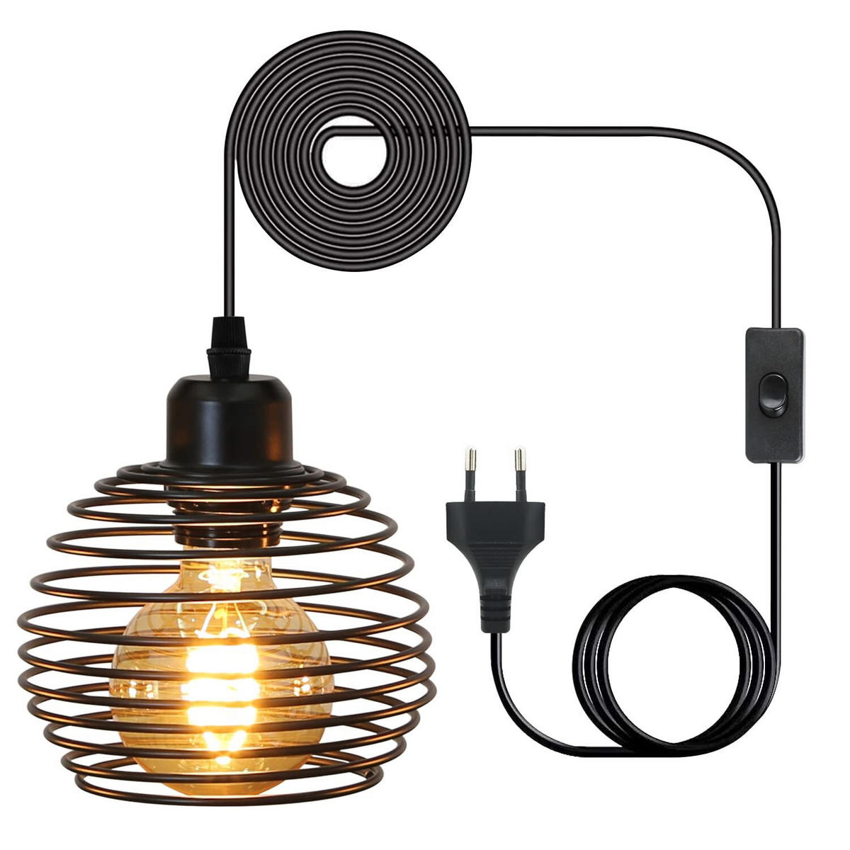 HÄNGELEUCHTE Hans 1-flammig 13/15/150 cm - Schwarz, Metall (13/15/150cm) - Nettlife