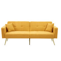 SCHLAFSOFA aus Sherpa 175x64x72 cm in Gelb mit Schlaffunktion & Seitentaschen - Gelb, Textil (175/72/64cm) - Modfu