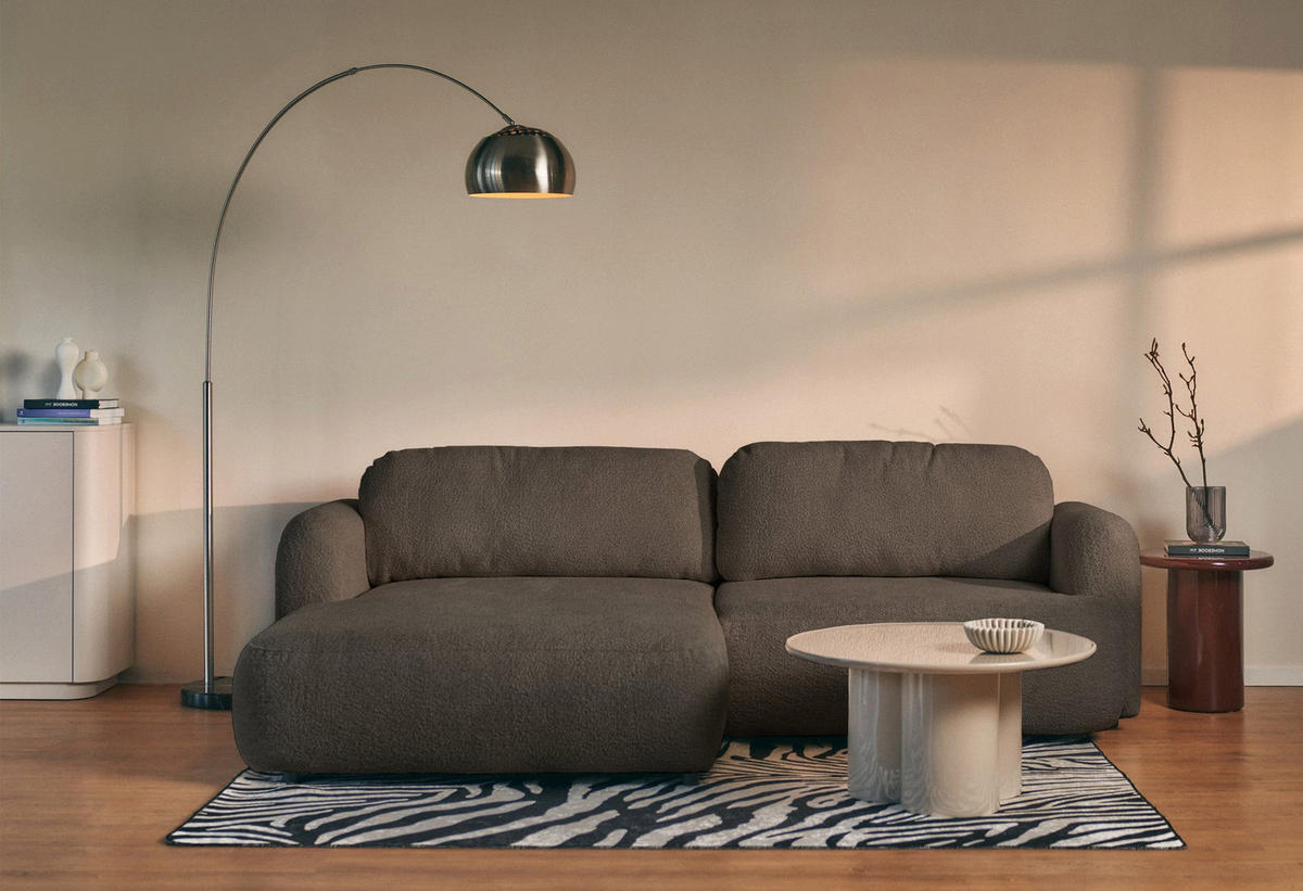 ROHOVÁ pohovka Tvoya, hnědé bouclé - černá/hnědá, textil/plast (267/175cm) - Selsey
