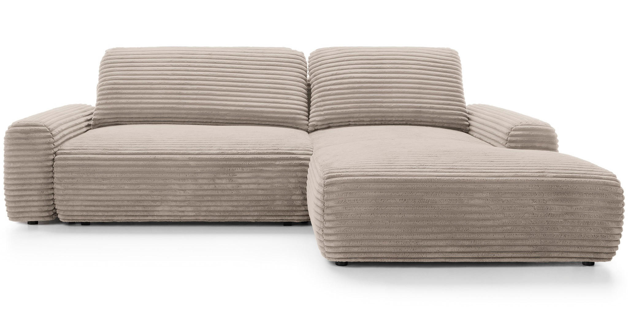 ECKSOFA 260 cm Cantara mit Cordstoff, Bettkasten, Rechts, Hellbraun - Hellbraun, Holz (162/264cm) - Emporius