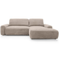 ECKSOFA 260 cm Cantara mit Cordstoff, Bettkasten, Rechts, Hellbraun - Hellbraun, Holz (162/264cm) - Emporius