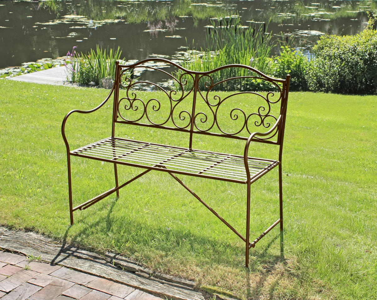 GARTENBANK Rupert Terrassenbank - Schwarz, Metall (106/92/43cm) - DELUKE