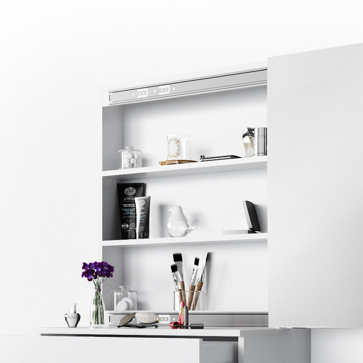 SCHMINKTISCH Melle Weiß 68 cm - Weiß, Holzwerkstoff (68/155/42cm) - Vicco