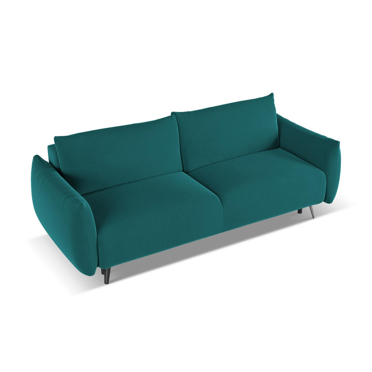 3-SITZER SOFA mit Schlaffunktion Samt Stoff Blau - Blau/Petrol, Textil/Metall (230/86/105cm) - LaMiaSofa