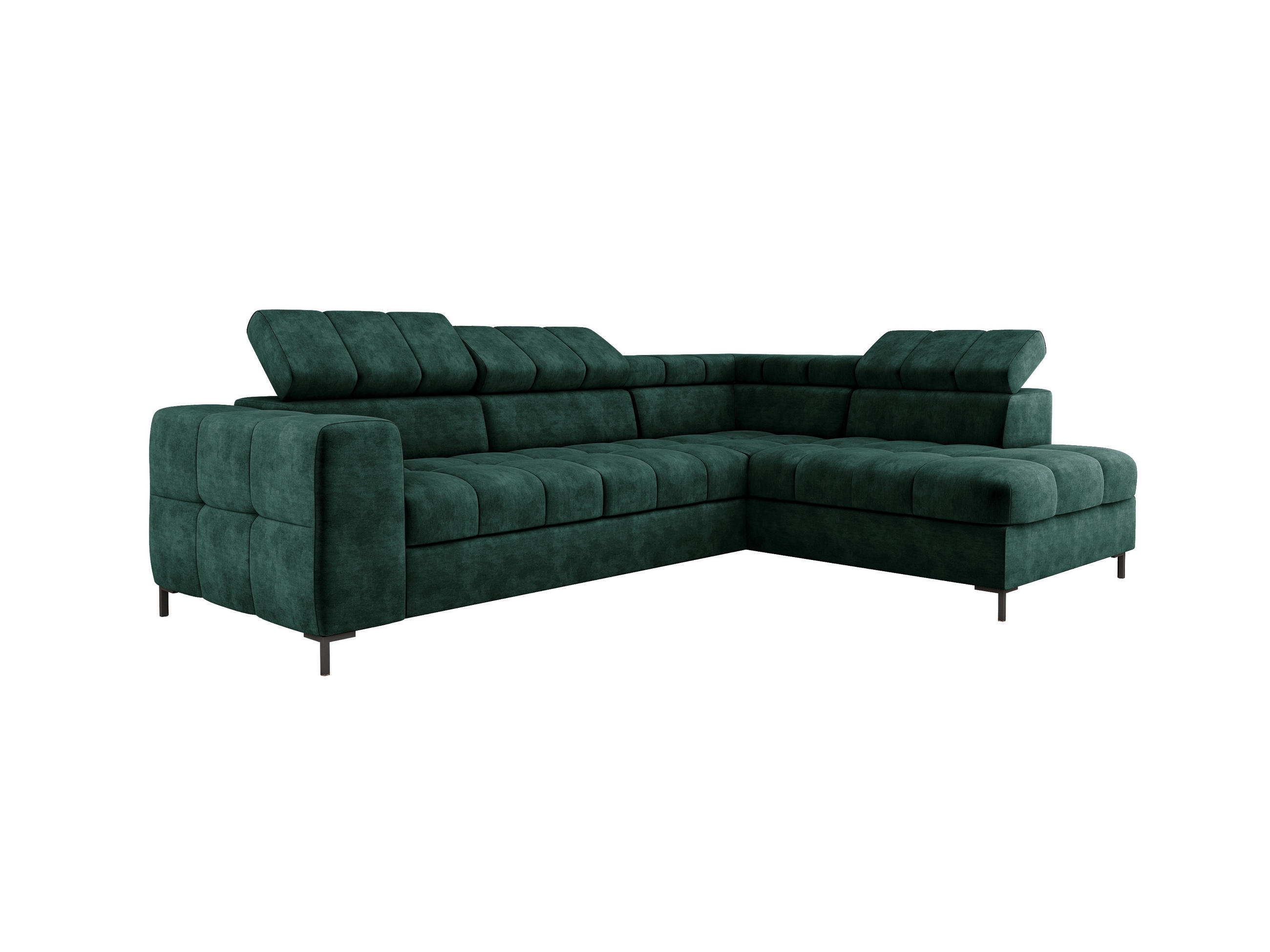 ECKSOFA PABLOS Cloud, L-förmig, Moderne, mit verstellbarem Kopfteil, Schlaf- & Lagermöglichkeiten, freistehend, RECHTS 279x201x97 cm Green - Grün, Holz/Textil (279/201cm) - DomoHome