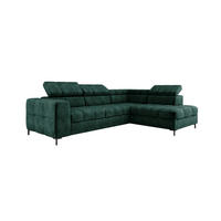 ECKSOFA PABLOS Cloud, L-förmig, Moderne, mit verstellbarem Kopfteil, Schlaf- & Lagermöglichkeiten, freistehend, RECHTS 279x201x97 cm Green - Grün, Holz/Textil (279/201cm) - DomoHome