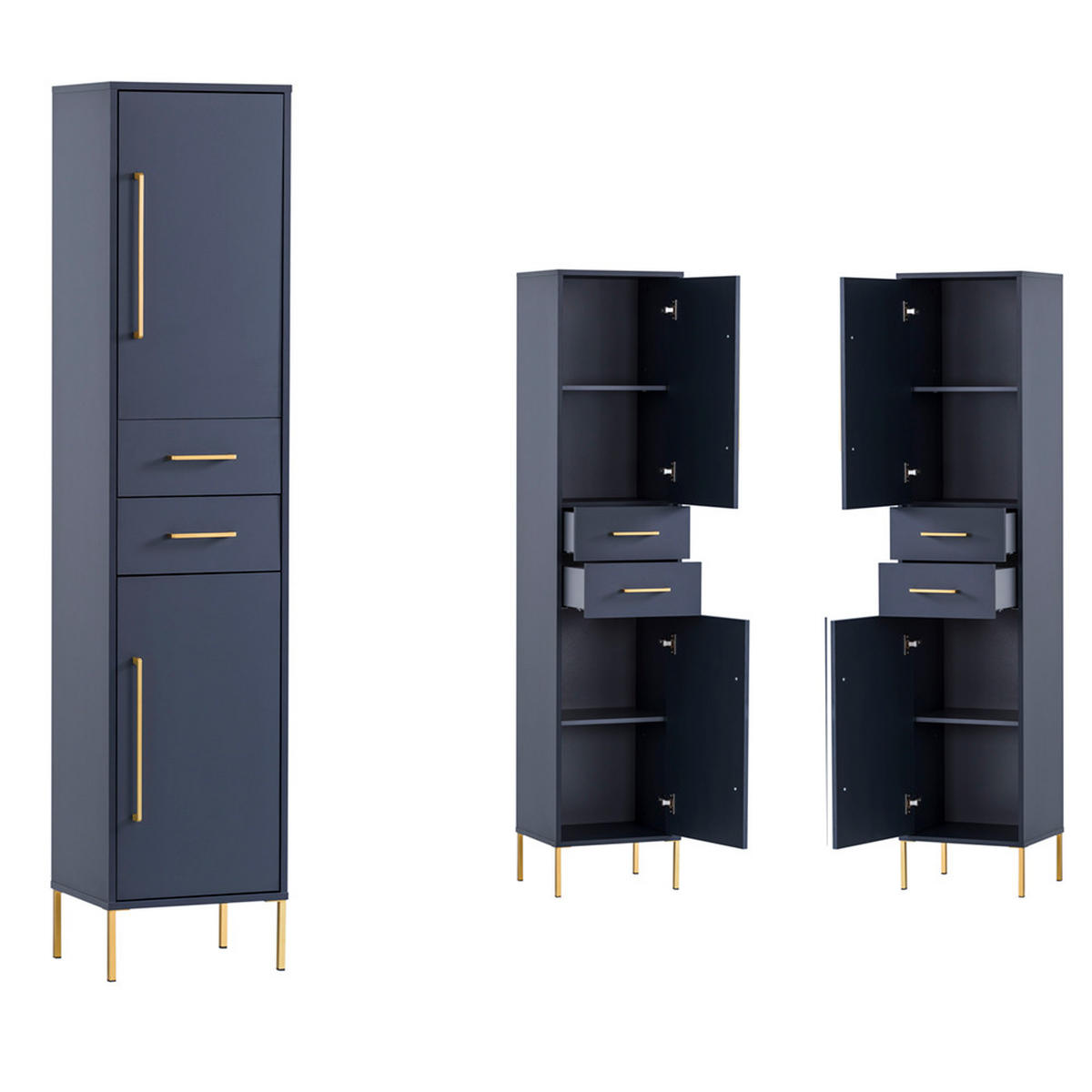 BADMÖBEL-SET 5-TLG. Kella-80 - Blau, Holzwerkstoff (203/200/33cm) - Lomado