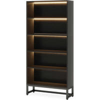 BÜCHERREGAL mit LED-Beleuchtung 180 cm Schwarz - Schwarz, Holzwerkstoff (30/180/80cm)