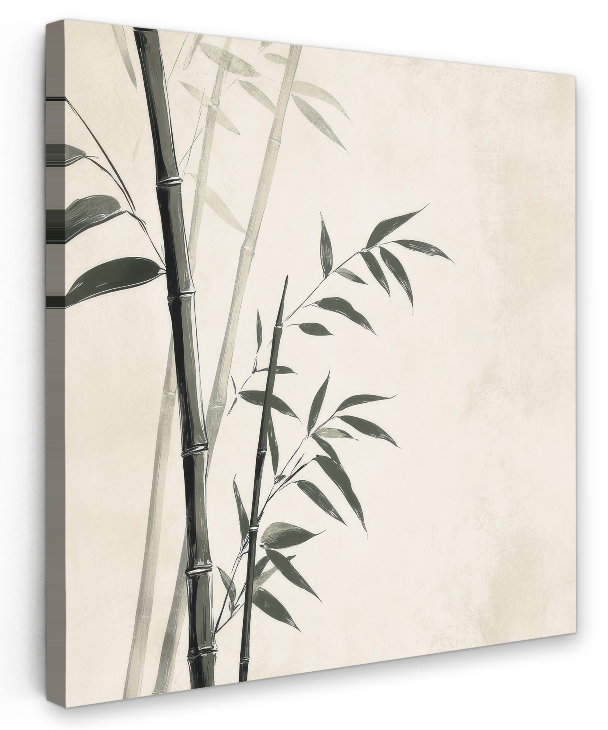 LEINWANDBILD Japandi - Bambus - Beige 90x90 cm - Eukalyptusholzfarben, Textil (90/90cm) - MuchoWow