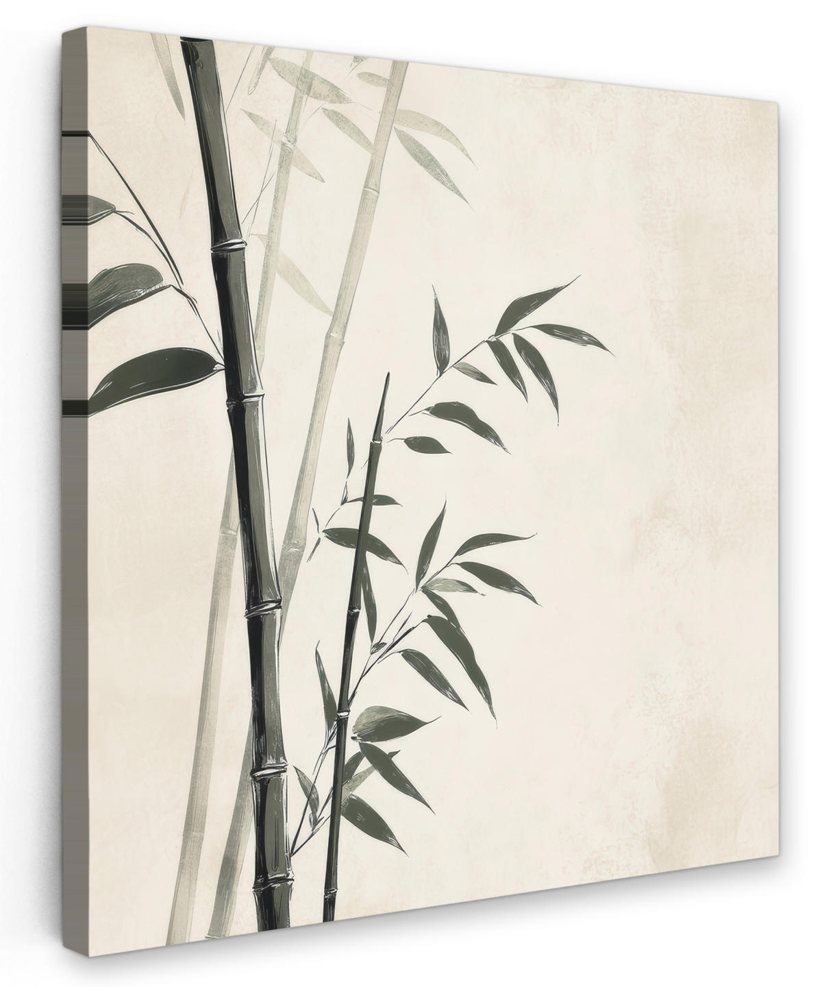 LEINWANDBILD Japandi - Bambus - Beige 90x90 cm - Eukalyptusholzfarben, Textil (90/90cm) - MuchoWow