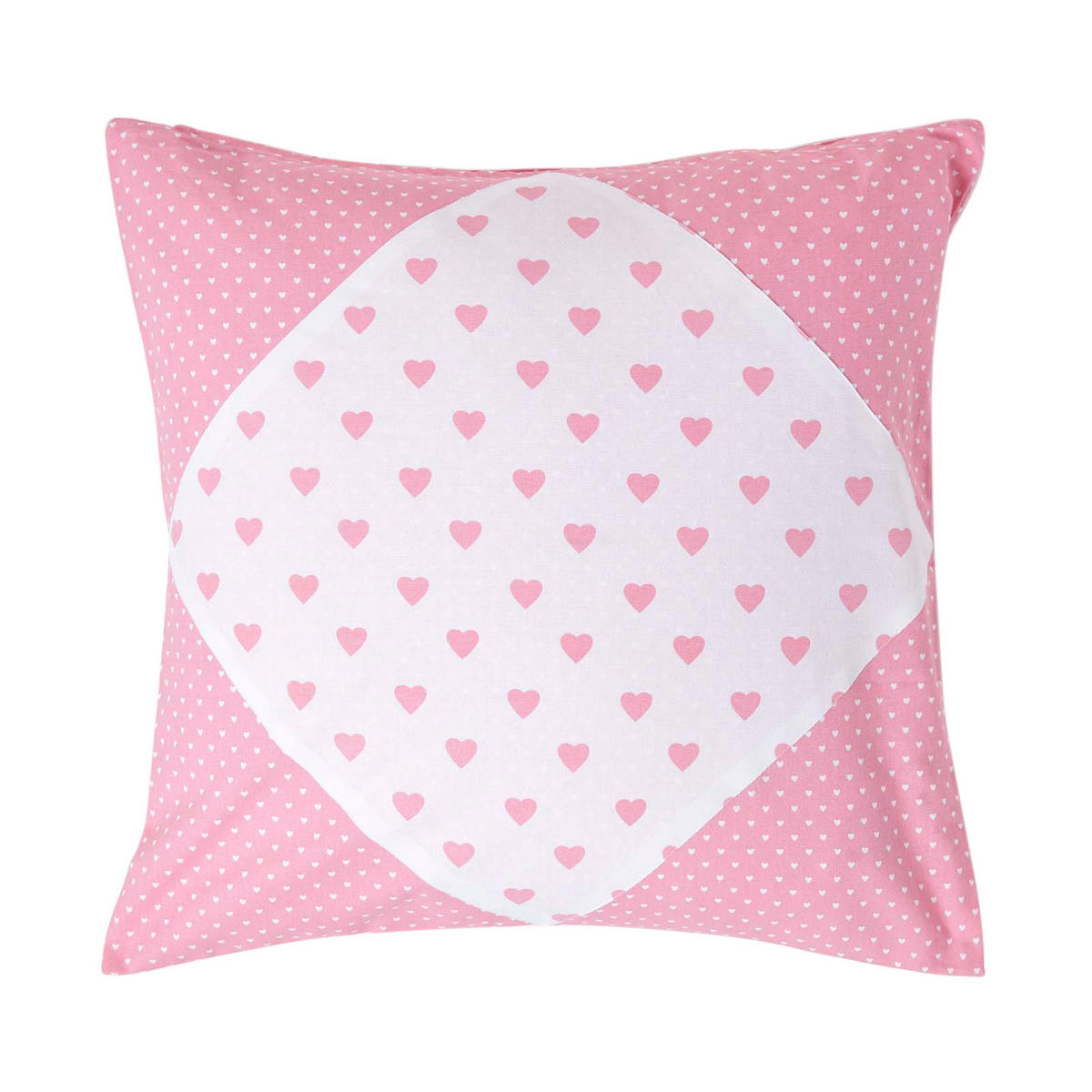 PATCHWORK-KISSENHÜLLE Herzen 60/60 cm - Rosa, Textil (60/60cm) - Homescapes