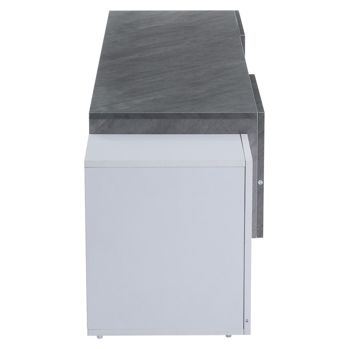 LOWBOARD 180/40/45 cm Marmoroptik Weiß Grau für 80 Zoll Spanplatte Glasablage 50 kg modern - Weiß/Grau, Glas/Holzwerkstoff (180/46.5/40cm) - EVRYAE