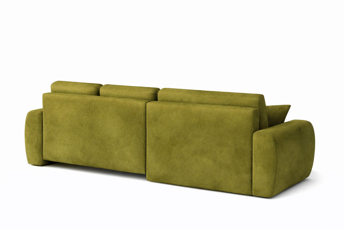 ECKSOFA Mit Schlaffunktion Und Bettkasten L-Form Ivo L, Veloursstoff Salvador, Olive, Rechts - Olivgrün, Holz (250/142cm) - Kaiser Möbel