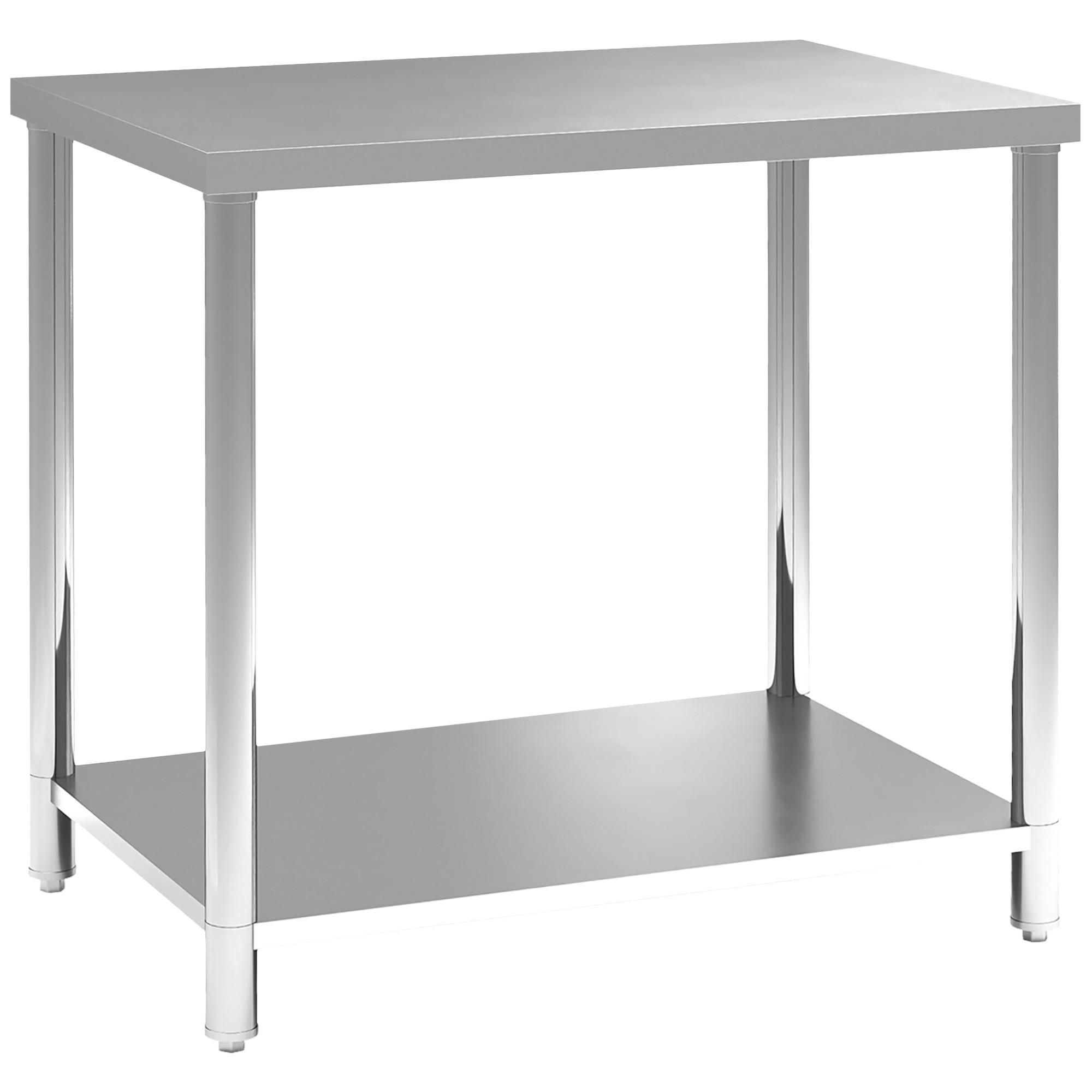 WERKBANK DE-18994 Edelstahl, 2 Ablagen, 90x60 cm Silber - Silberfarben, Metall (60/86/90cm) - ComfortXL