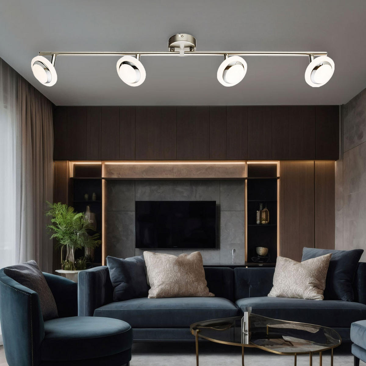 LED DECKENLEUCHTE Metall Silber - Silberfarben, Metall (80/10/13.5cm) - Globo Lighting