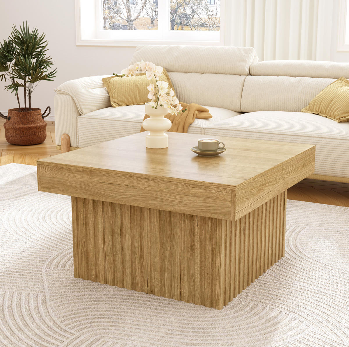 COUCHTISCH 79/79 cm in Natur aus MDF und Spanplatte – pflegeleicht und stabil - Naturfarben, Holzwerkstoff (79/79/46cm) - BEAOK