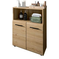 MIDISCHRANK in Eiche Artisan, Badezimmer Kommode 2-türig, 60 x 80 cm - Schwarz/Eiche Artisan, Holzwerkstoff/Kunststoff (60/80/30cm) - Inn.Furn