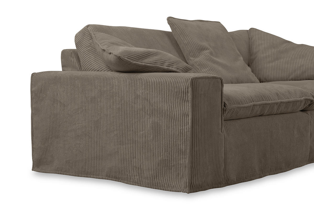 SOFA NETTA Braun Cord - Dunkelbraun/Braun, Birkenholz/Textil (226/90/116cm) - KAWOLA