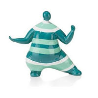 SKULPTUR Kung Fu Polyresin Handbemalt - Weiß/Grün, Keramik (35/28/17cm) - COCOMaison