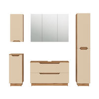 BADMÖBEL-SET Lotta Eiche/Kaschmir gestreift 5 Teile - Kaschmir, Holzwerkstoff (99.4/62.5/32cm) - Vicco